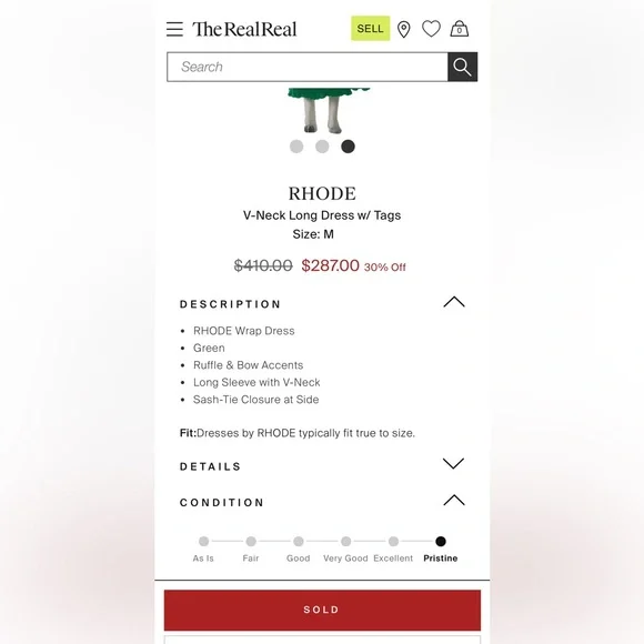 RHODE V-Neck Wrap Long Dress Size XS - Picture 12 of 12